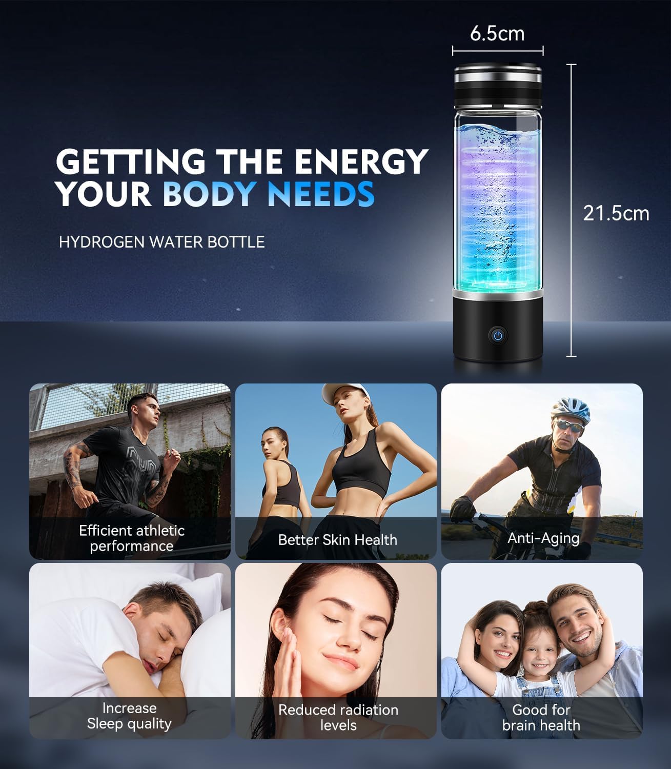 4.0 Upgrade Hydrogen Water Bottle & Double Hydrogen Content 【NO.1-100% Odorless】【SGS Certification - 4000PPB】 Hydrogen Water Bottle - 2025 SPE PEM Technique, Applicable to Various Water