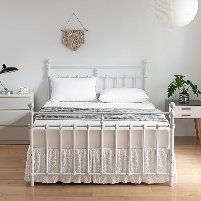 Tufted Bed Skirt Twin Size, Ruffled Bed Skirt with Split Corners, Twin Bed Skirt 18 Inch Drop, Boho Twin Size Bed Skirt White for Ruffled Bed Skirts, Bed Skirt Twin Size