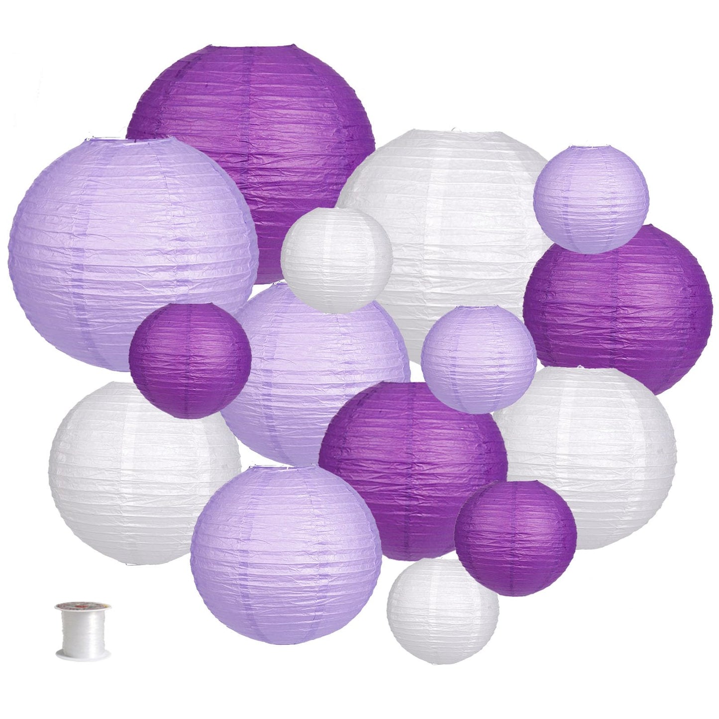 zilue Paper Lanterns 15pcs Decorative Party Supplies Purple/White Model PL100308