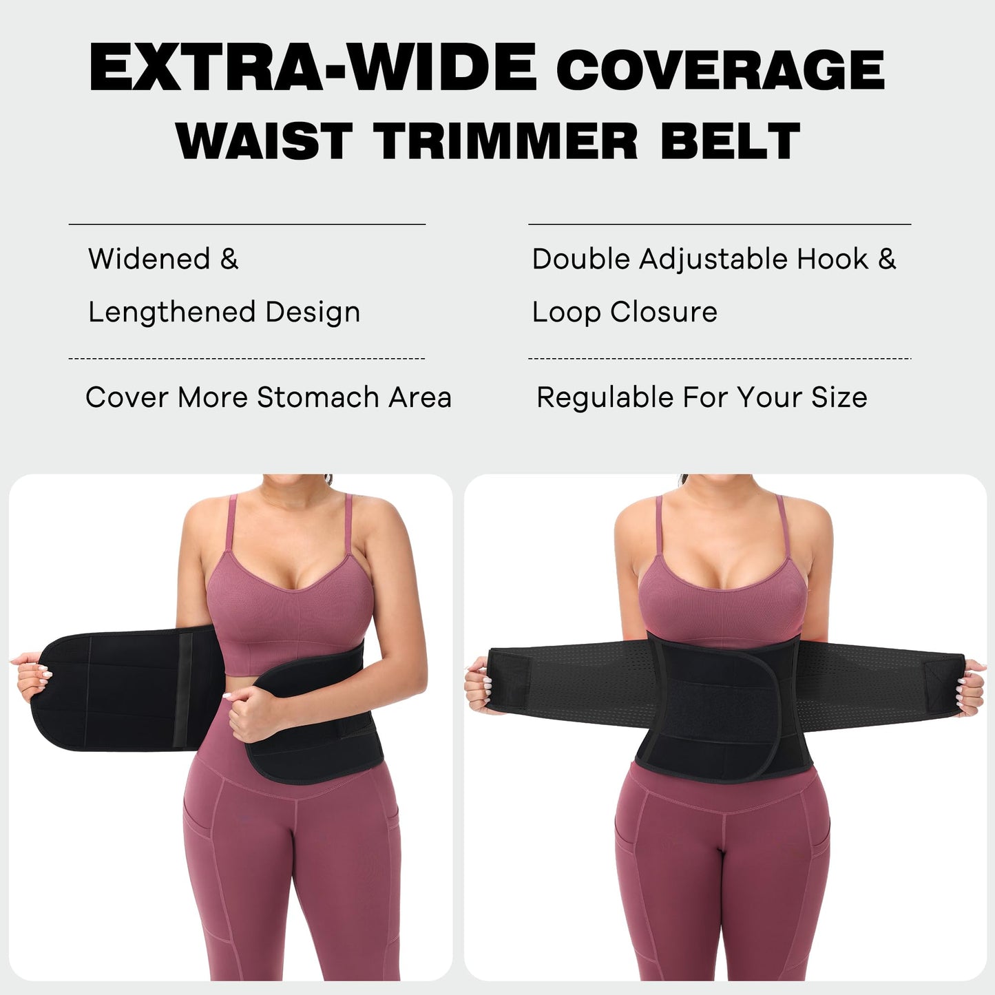 VENUZOR Waist Trainer Belt for Women - Waist Cincher Trimmer - Slimming Body Shaper Belt - Sport Girdle Belt (UP Graded)(Black,X-Large)