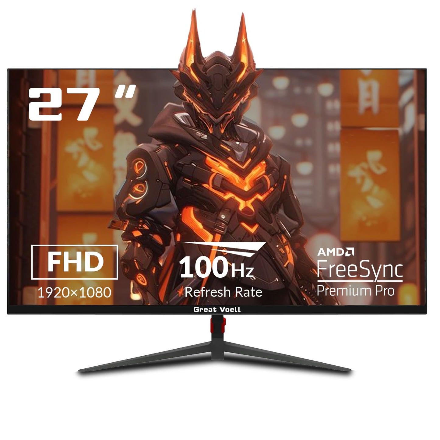 Great voell 27 inch Gaming Monitor IPS 100Hz Computer Monitor Full HD 1920 x 1080P with HDMI VGA Interface Eye Care Frameless 100 x 100mm VESA with 3-Side Virtually Borderless Design