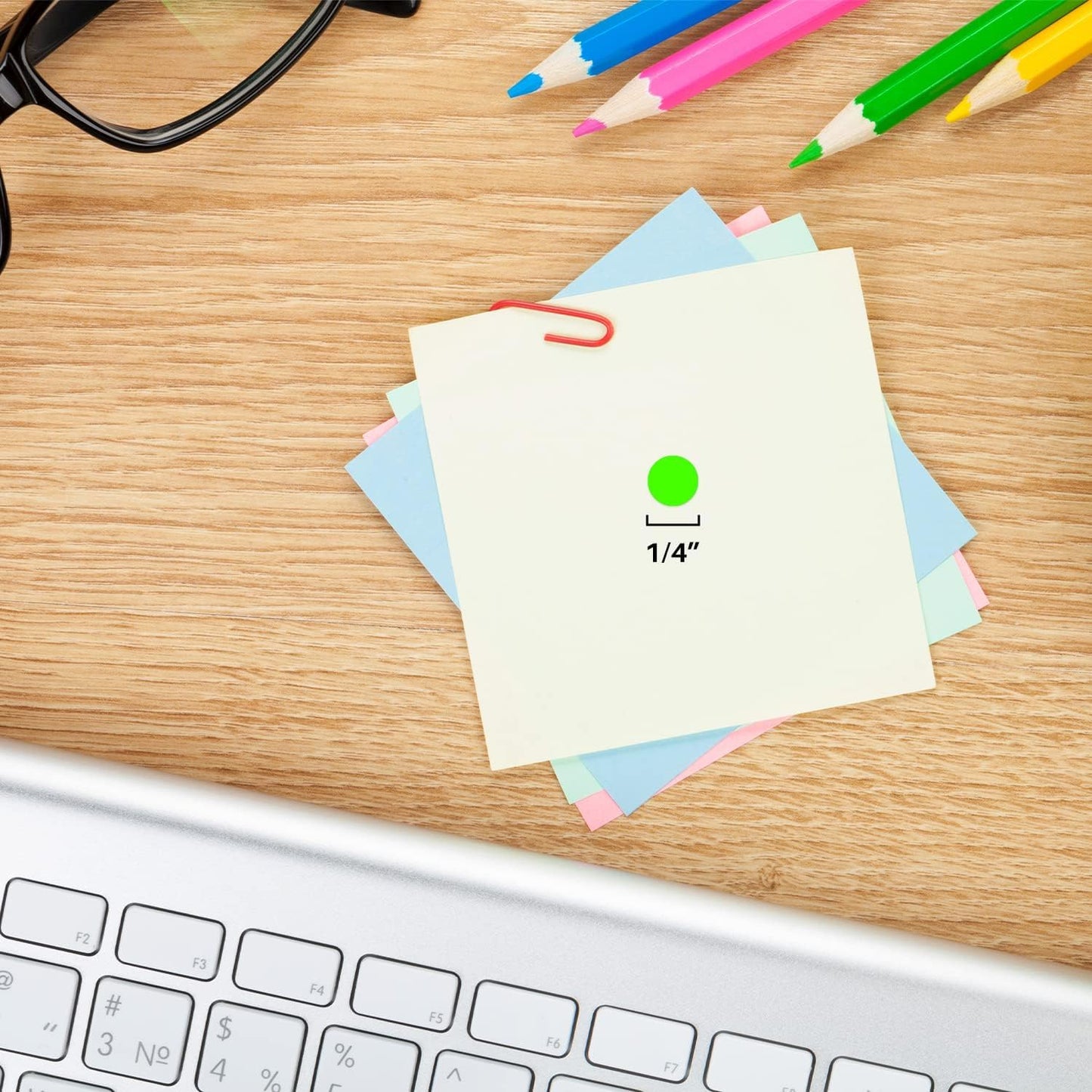 ChromaLabel 1/4 Inch Circle Labels, Permanent Colored Dot Sticker, High Visibility Sticky Dots, Easy to Write on Office Labels & Stickers - 1000 Circle Stickers, Matte Finish Fluorescent Green