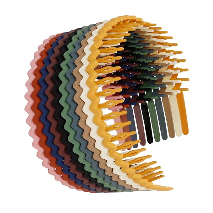 WOVOWOVO Plastic Hair Bands with Teeth, 10 Packs Thin Headbands for Women Girls Teens, Non Slip Hair Comb Head Bands Hair ...