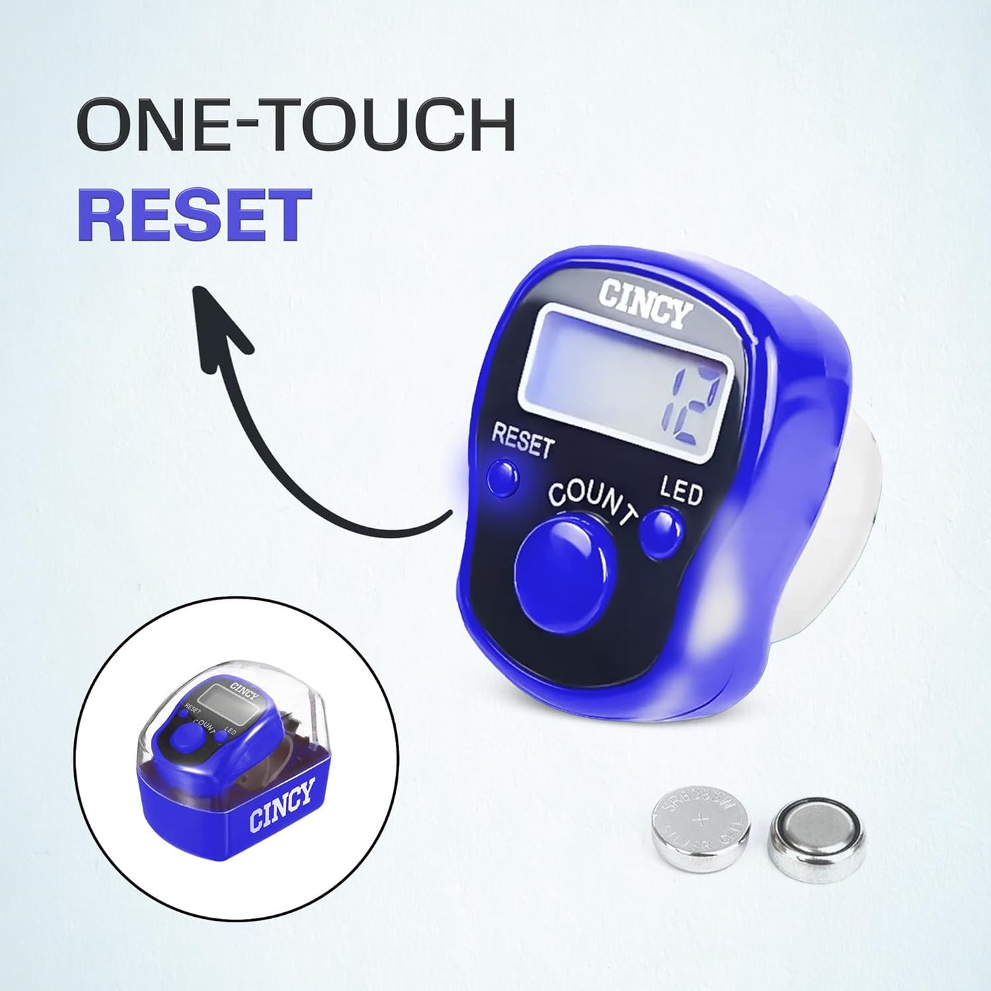 CINCY Clicker Counter with LED for Day & Night Use | Instant Reset, Accurate & Quiet, Long Battery Life | for People, Laps, Pitch, Golf, Baseball, Fish Counting – 1 Pack