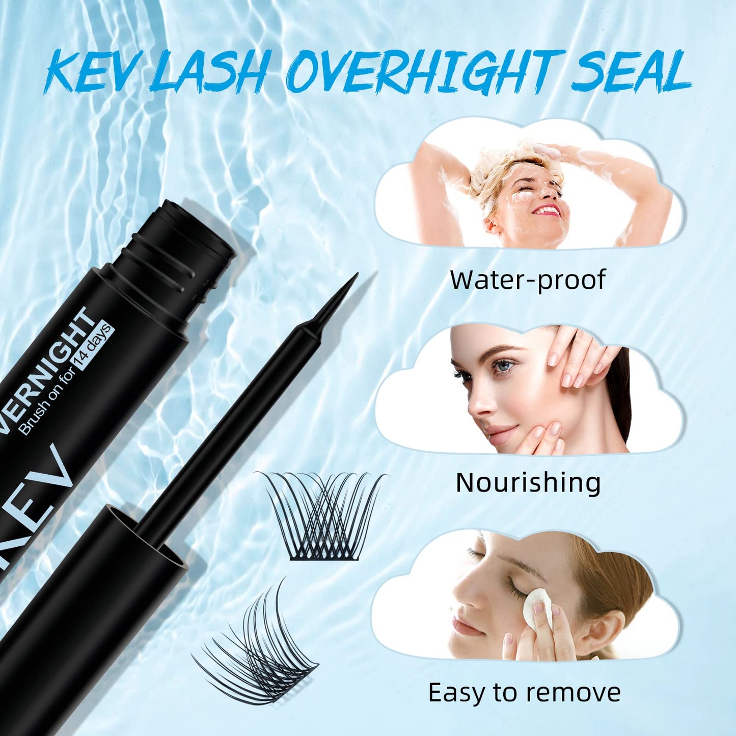 Lash Overnight Sealer Cluster Lashes Overnighter DIY Lash Extension Sealer Extend Lash Wear Up to 14 Days Black Lash Sealer Long
