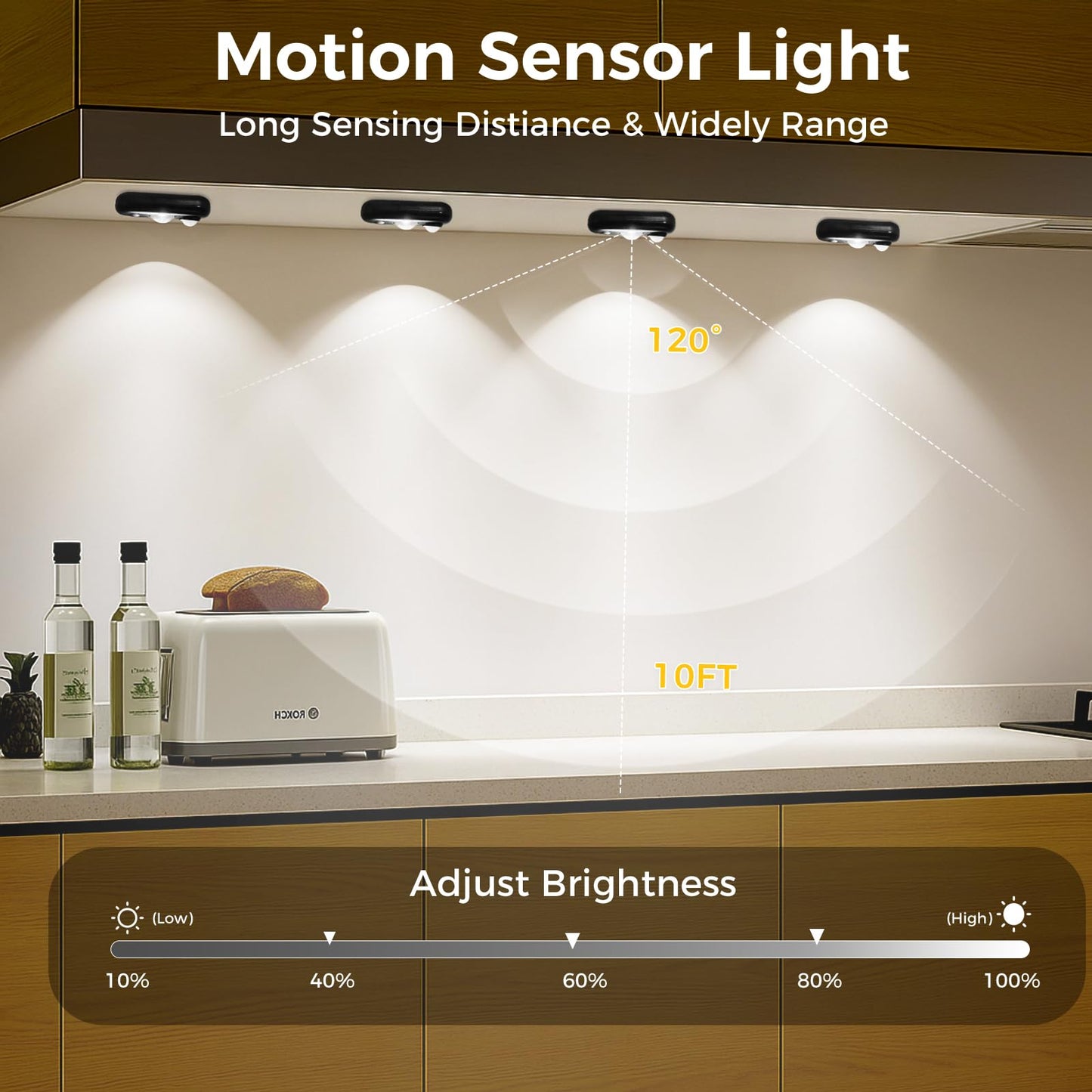 Glaresbot Led Motion Sensor Puck Lights  Small Rechargeable Under Cabinet Light  Dimmable Daylight White Closet Lights  Wireless Under Cabinet Lighting For Drawer  Kitchen (4 Pack)