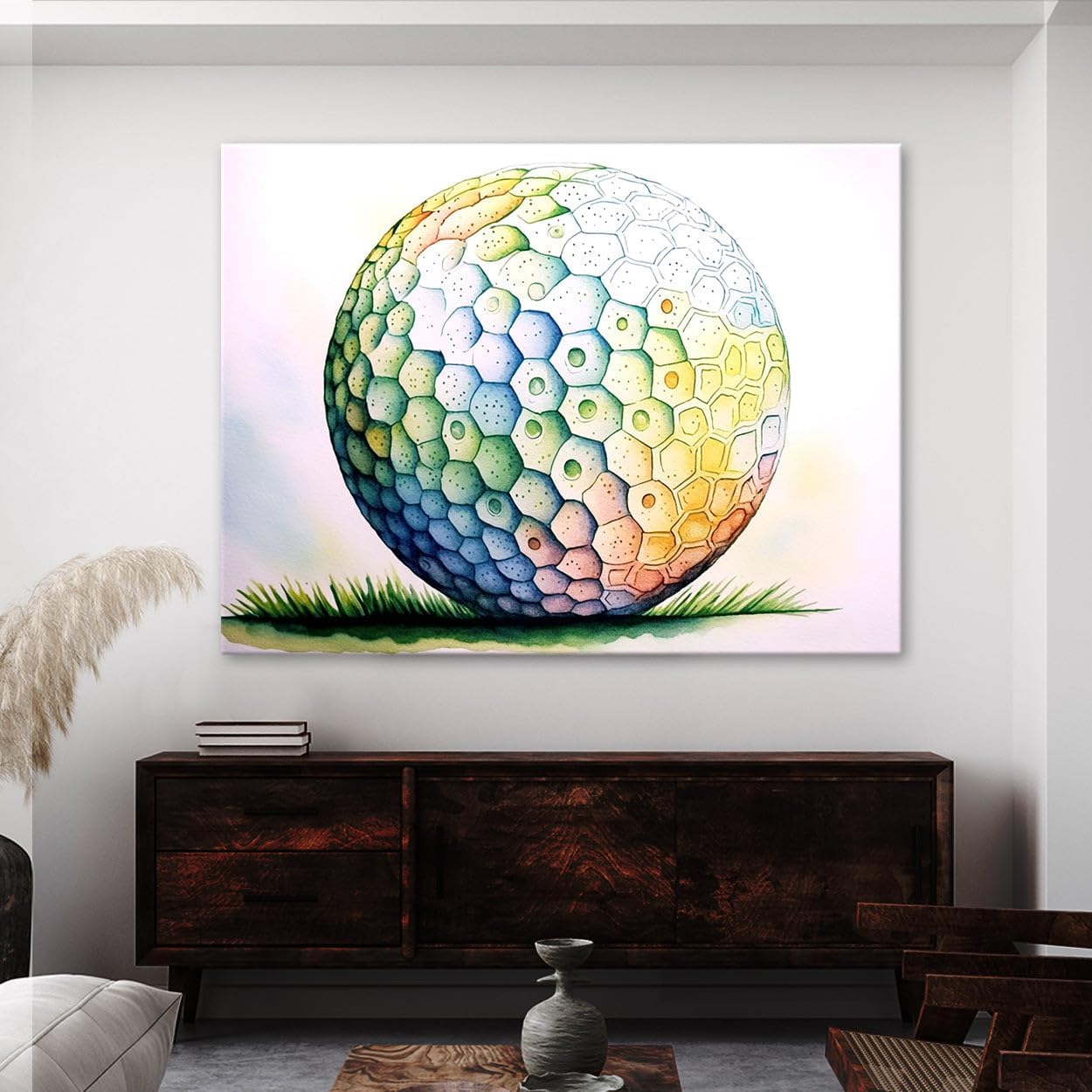 Sense Canvas Golf Ball Watercolor 27 Canvas Art - Home Decor Wall Art Print Poster Painting Small 16x12 / 1.5"