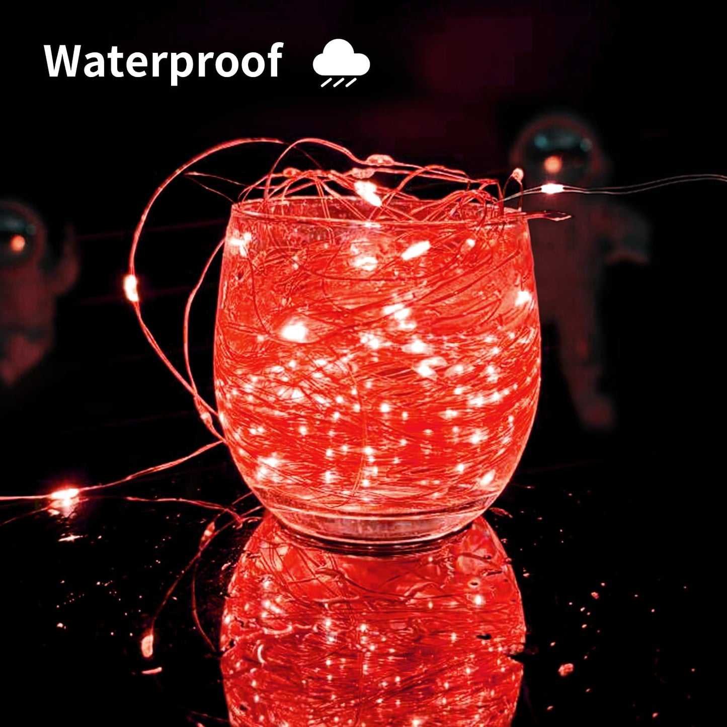 Solar String Lights Outdoor  33 Feet 100 Leds 8 Modes Solar Fairy Lights For Outside  Waterproof Outdoor Light For Patio Yard Christmas Tree Halloween Wedding Party Decorations  Red