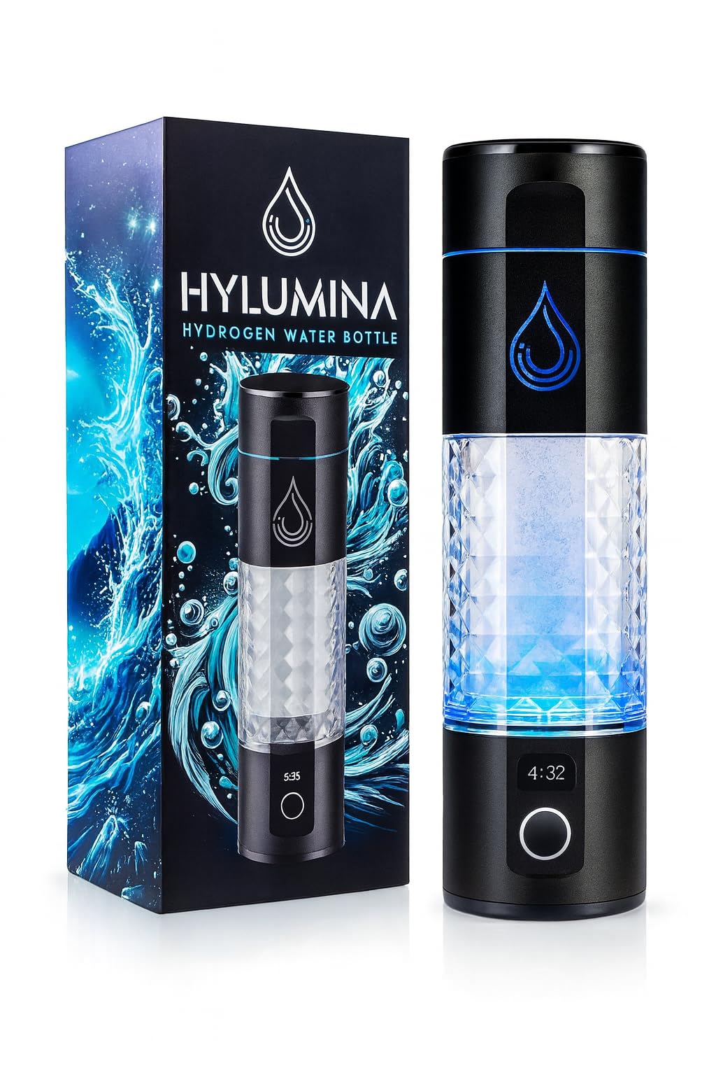 Hydrogen Water Bottle Generator – Upgrade 6400ppb H₂ – SPE/PEM Tech – Portable 9.5oz Molecular Hydrogen Water Machine – BPA-Free, Rechargeable – Gift for Husband, Wife, Family, Friends, Travel