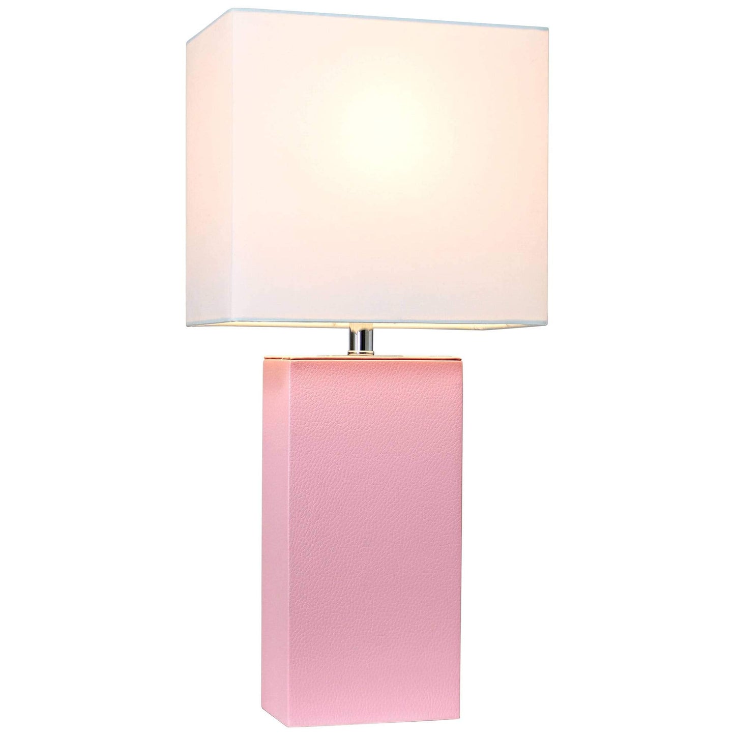 Elegant Designs 2 Pack Modern Leather Table Lamps With White Fabric Shades, Pink