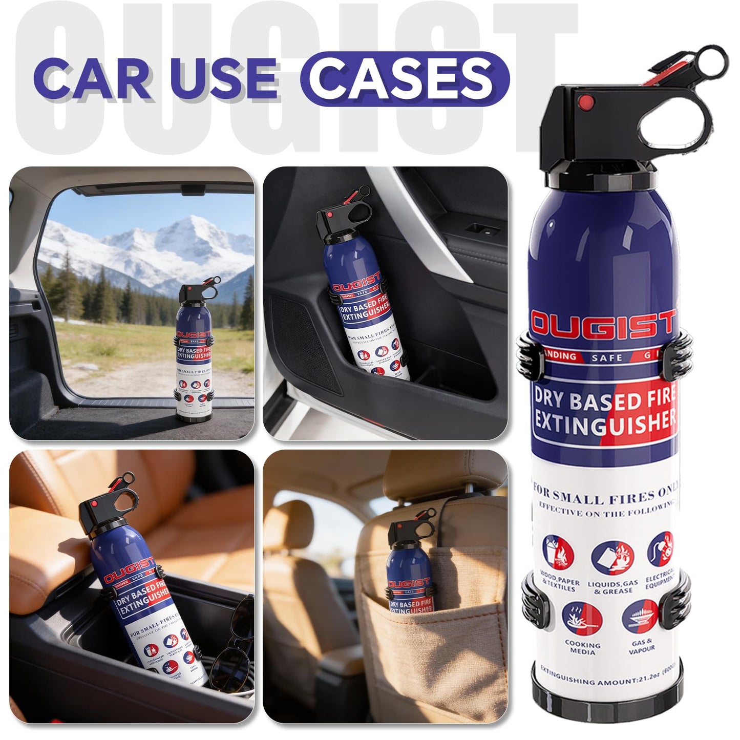 Fire Extinguisher for Home & Vehicle - Compact Fire Extinguisher | Grease & Electrical Fire Extinguisher for Kitchen, Car, Office,Portable (6-Pack, 1.32lb Each)