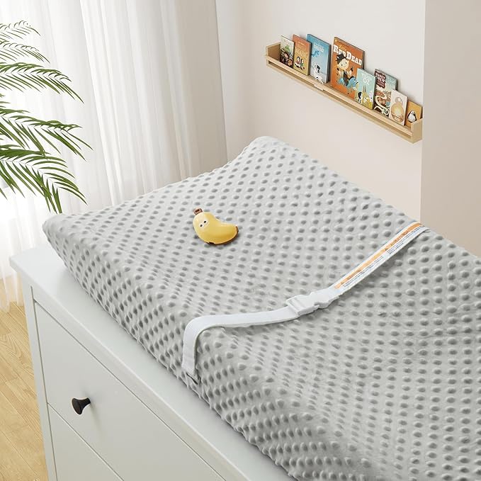 Homiest 2 Pack Changing Pad Cover, White + Light Gray Changing Table Sheets, Ultra Soft Fleece Minky Dot Fabric, Breathable Comfortable Diaper Pad Cover for Girls and Boys, Machine Washable