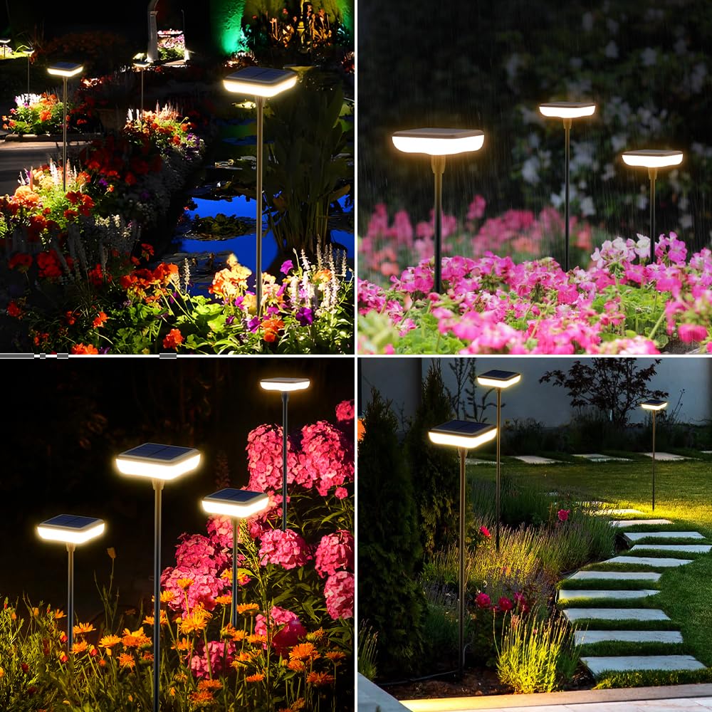 Ainostone Solar Pathway Lights Outdoor 6 Pack Solar Powered Garden Lights 12H Long Lasting Auto On/Off Solar Swaying Light Ip65 Waterproof For Planter Flowers Landscape Lighting Decoration Warm White
