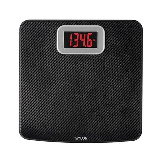 Taylor Digital Bathroom Scale, Body Weight Scale 400 LB Capacity, Carbon Fiber Anti-Slip Mat, 11.8 x 11.8 Inch Platform, B...