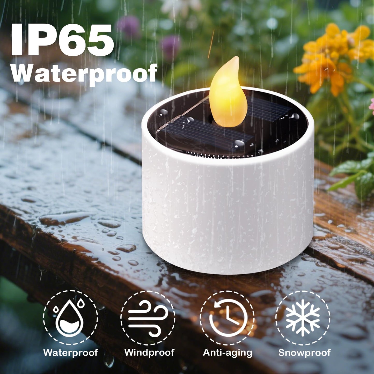 Solar Tea Lights Outdoor - 10 Pack Waterproof Rechargeable Dusk To Dawn Outdoor Lighting Flameless Flicker Reusable Led Solar Ca