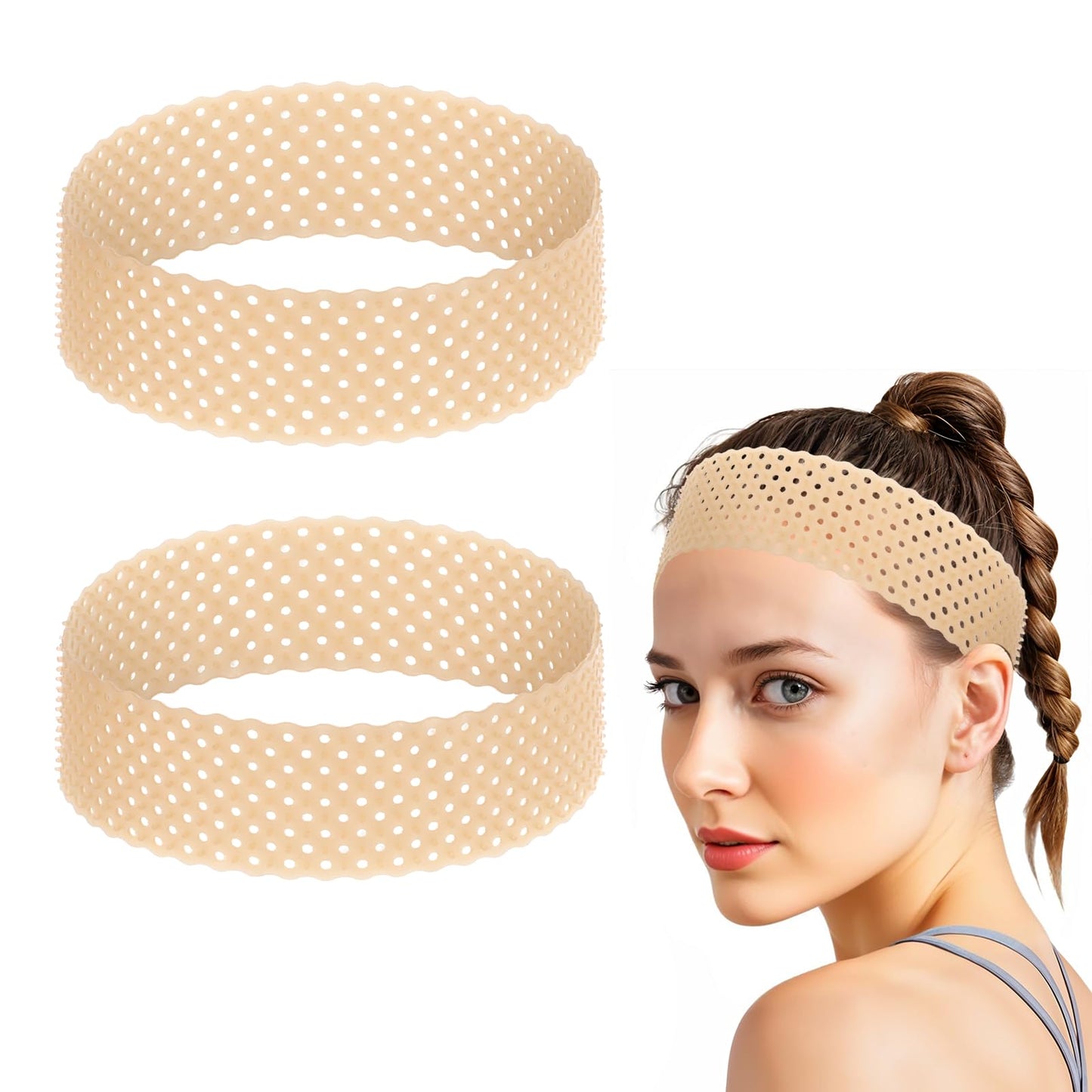 TIESOME Adjustable Silicone Wig Headband Grip, 2 PCS Wig Grip Band Adjustable Elastic Fixed Non Slip Wig Straps Women Men Wig Ba