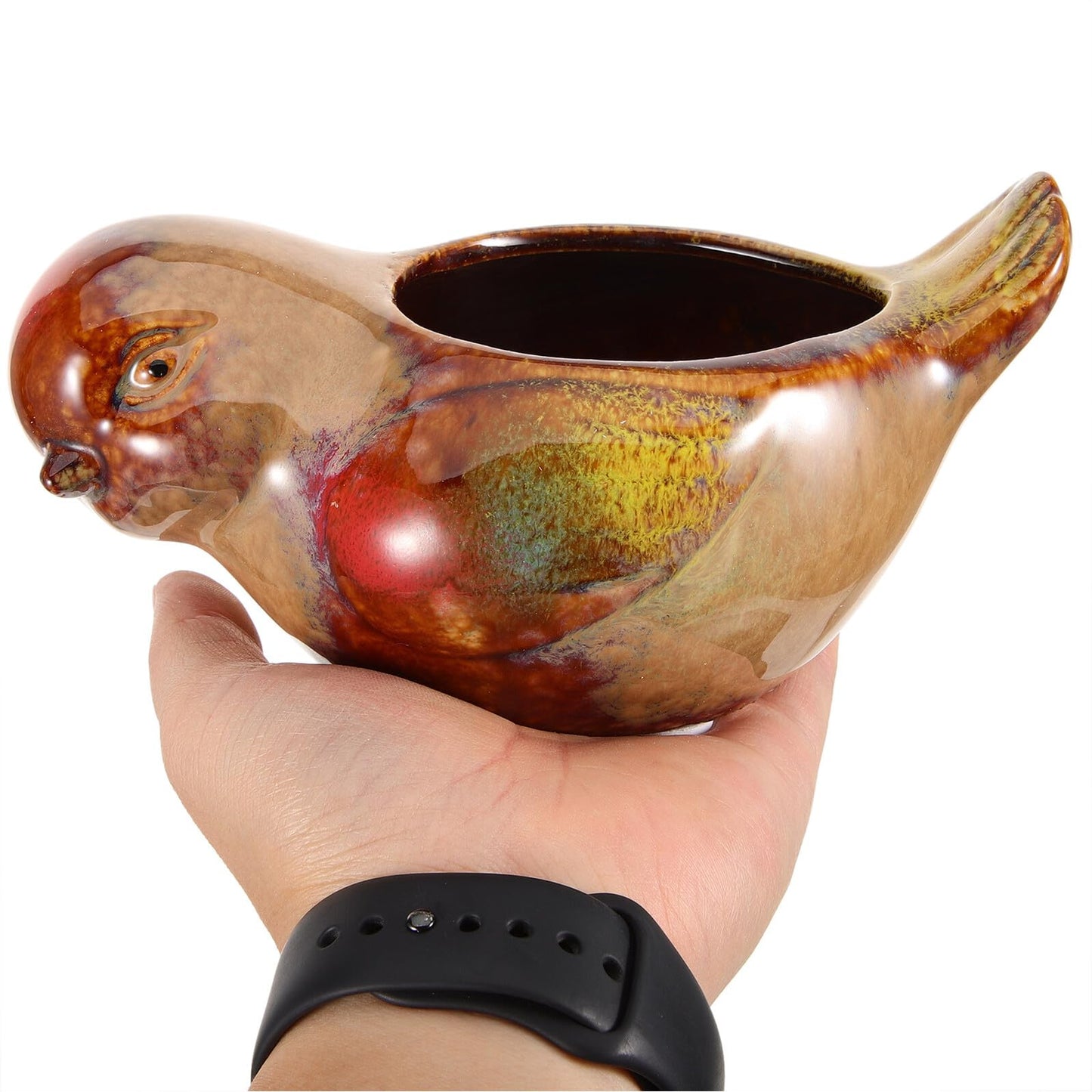 CALLARON Ceramic Succulent Planter Pot Bird Shaped Small Flowerpot for Indoor Plants, Glazed Pottery Bonsai Container for Home and Office Decor