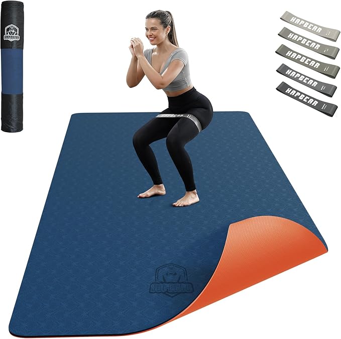 HAPBEAR Large Yoga Mat - 72"x36"x6mm (1/4 inch), Extra Wide Non-Slip Exercise Mat for Home Workout, Yoga, Pilates & Stretc...