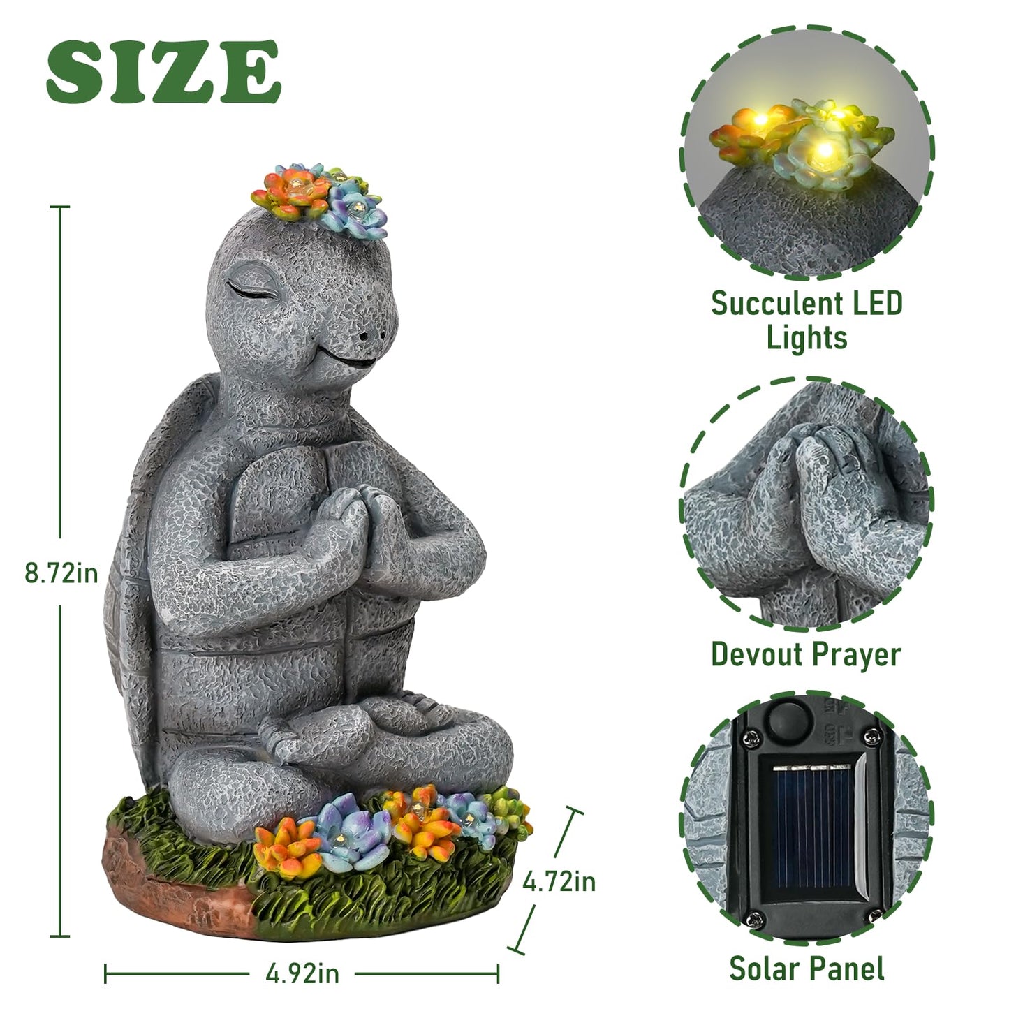 Pohabery Solar Turtle Decor Garden Turtle Figurines With Led Light Birthday Gifts For Women Turtle Outdoor Decor For Patio Yard Garden Home Decor