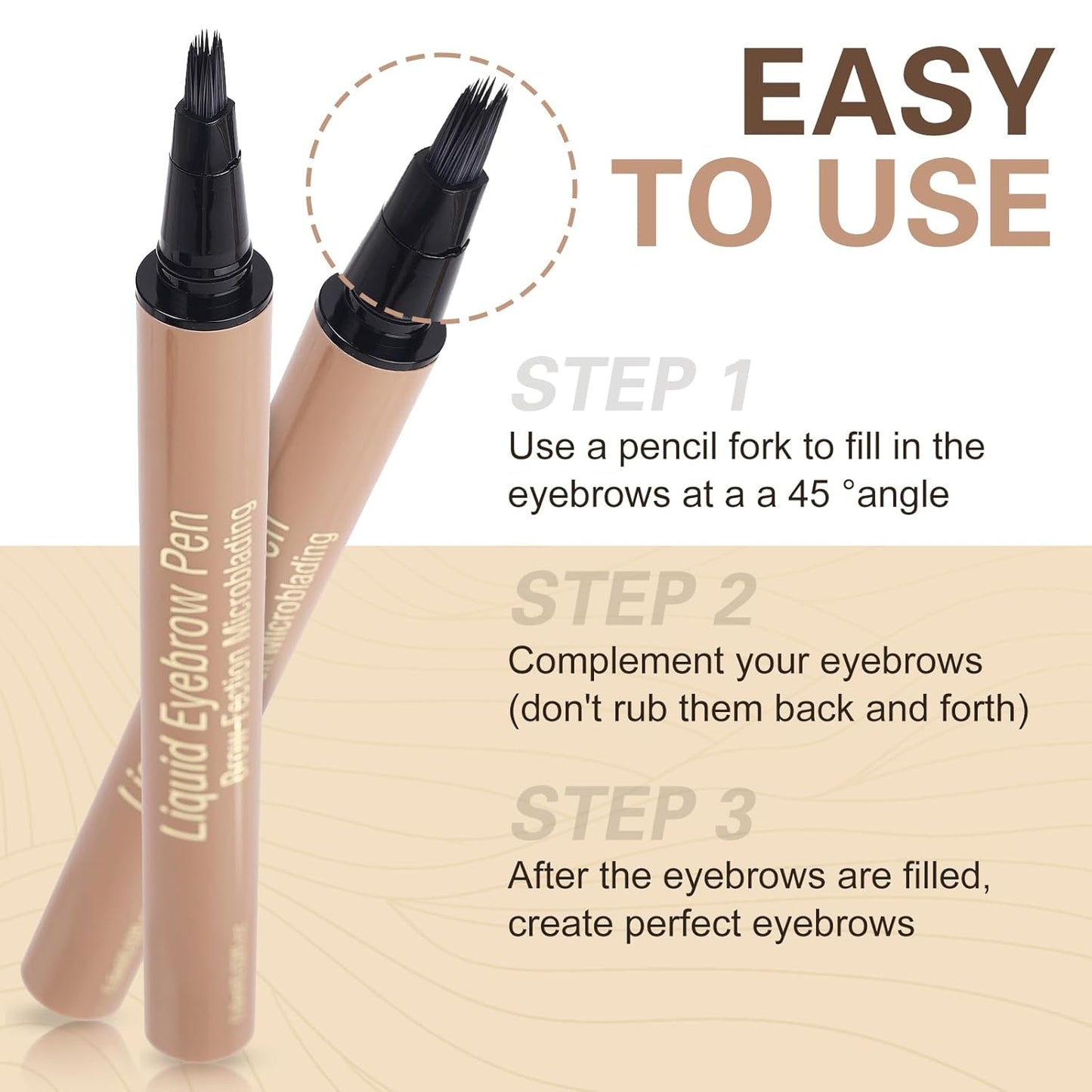 Microblading Brow-Fection Brow Eyebrow Pencil – Angled Brush Tip, Wild Natural Hair-Like Strokes, Patented Design, Long-Lasting & Smudge-Proof, for Beginners & Pros(02 Dark Brown）