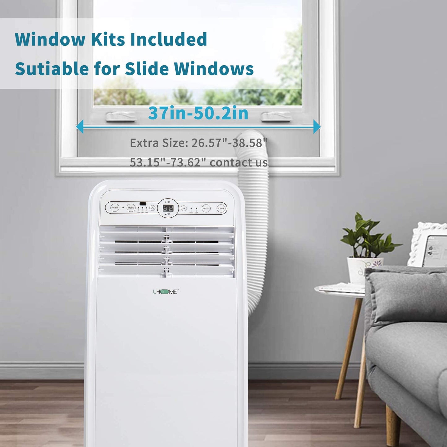 Uhome 2024 New Portable Air Conditioner, 8000 Btu Compact Ac Unit With Cooling, Dehumidifier, Fan, Remote Control And Window Mou