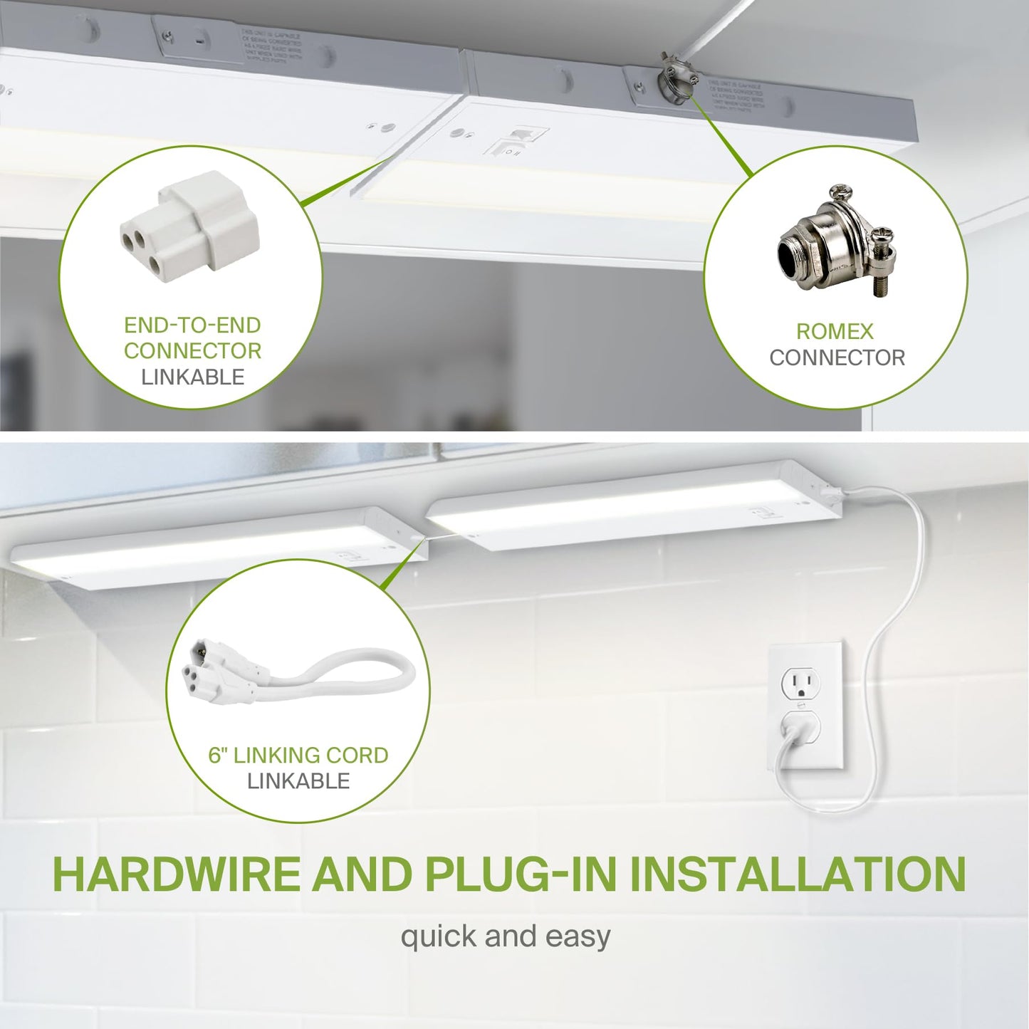 Asd Led Under Cabinet Lighting, 12 Inch, Dimmable, Hardwired/Plug-In, 3 Color Levels, Aluminum, White Finish, Model A-Ucl-12D5Cc-W
