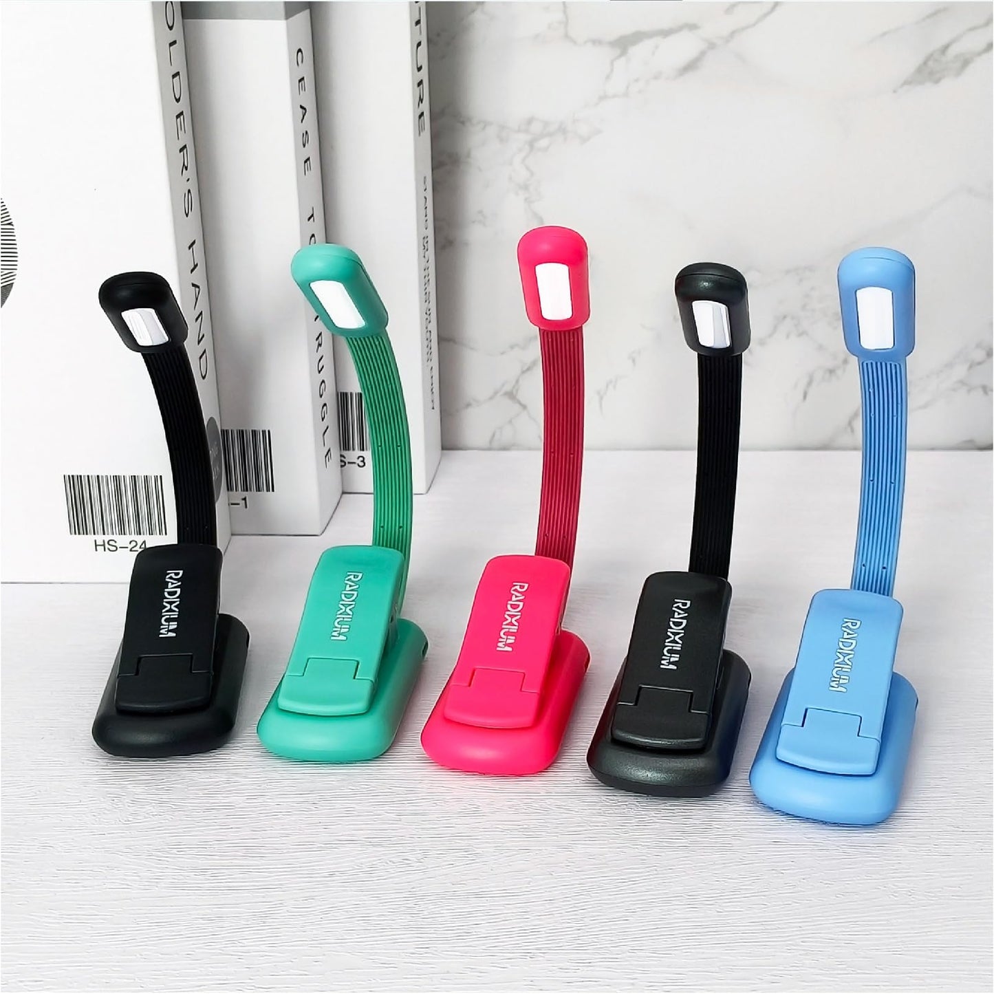 Radixium Rechargeable Book Light For Reading - 9Led Eye-Caring Clip Light W/ 9 Color Temp  Stepless Dimming  50H Battery  Usb-C  Ultra Slim - Gift For Book Lovers (Black)