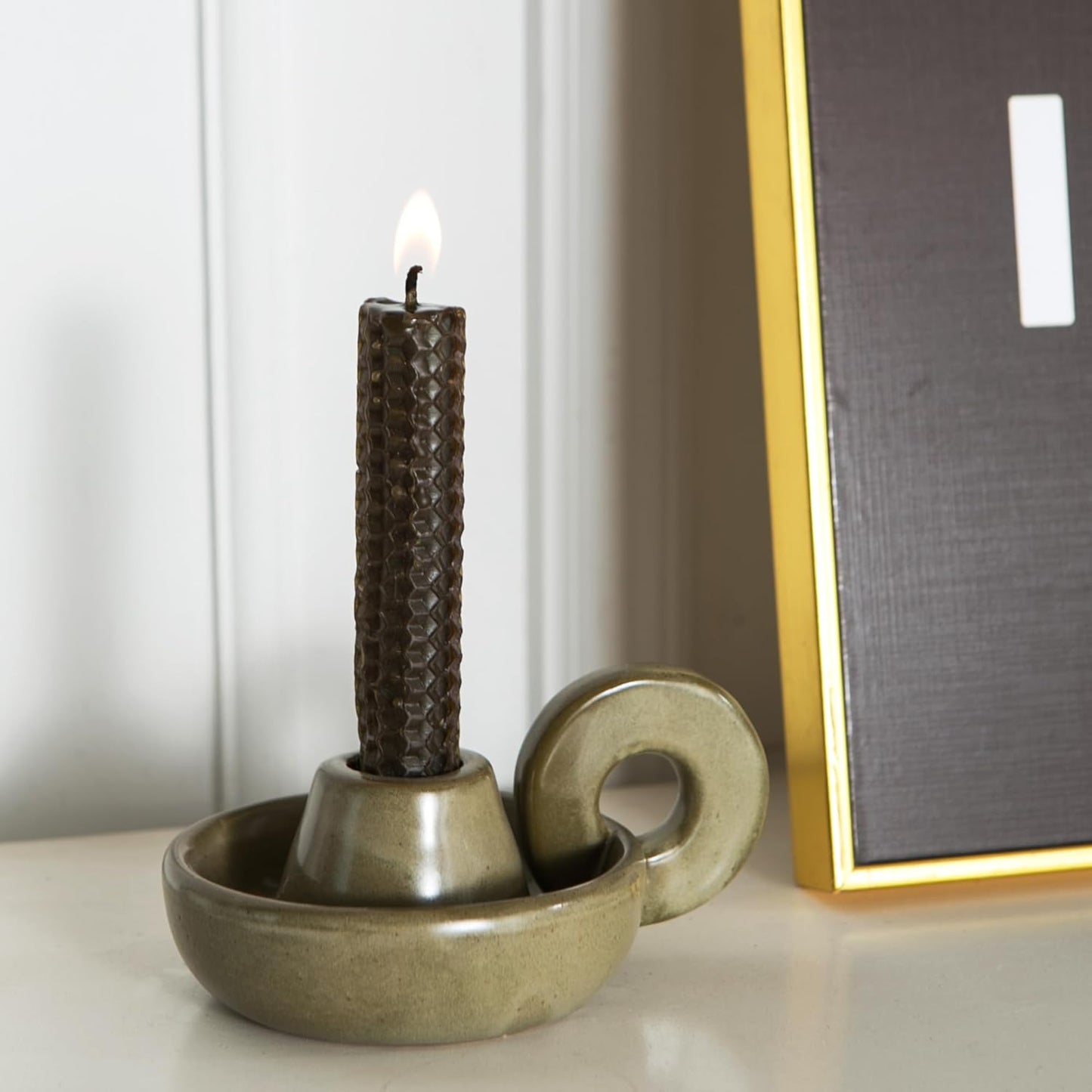 Candle Holder Ceramic Candlestick Holder, Candlelight Stand for Spell Candles, Taper Candles, and Incense, Halloween Christmas Dining Room Home Decoration Display