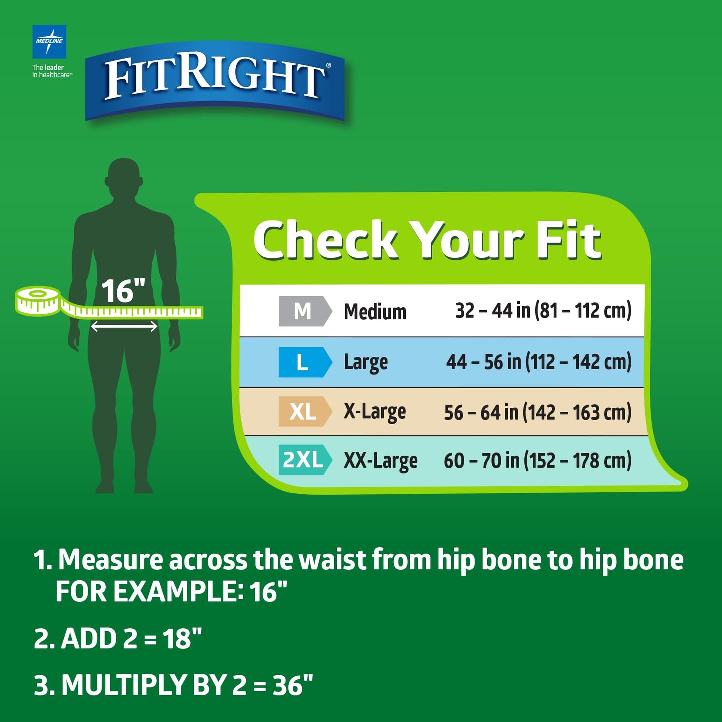 FitRight Adult Diapers, Extra+ Heavy Absorbency, M (Waist Size 32in-44in), 20 Count, OptiFit Incontinence Briefs for Men and Women, Disposable, Moisture-Wicking, Leak Protection,
