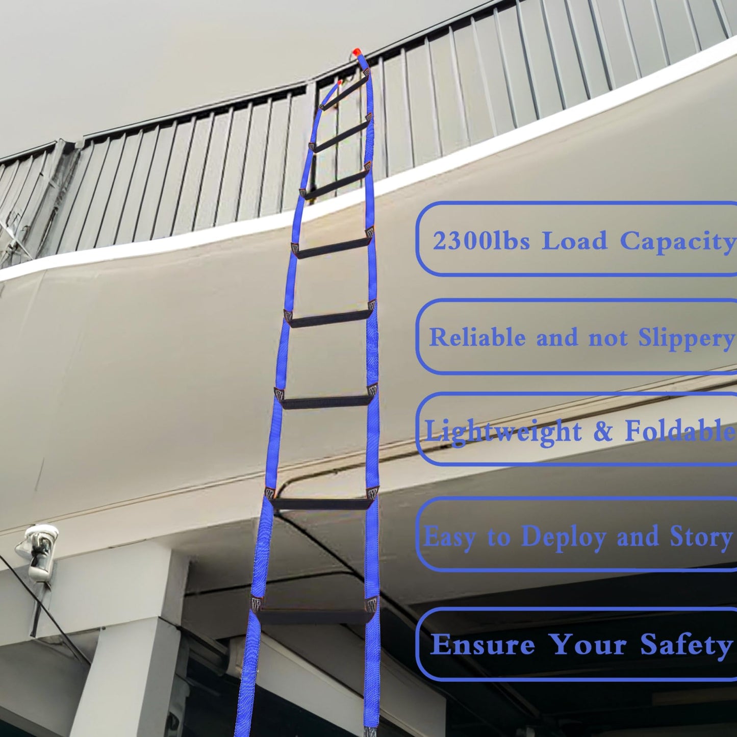 Emergency Fire Escape Ladder 49.2 Feet Portable Safety Rope Ladder Emergency Escape Ladders for 2-3 Story Homes for Windows, Balconies, and Sailboats, Kayaks, Etc