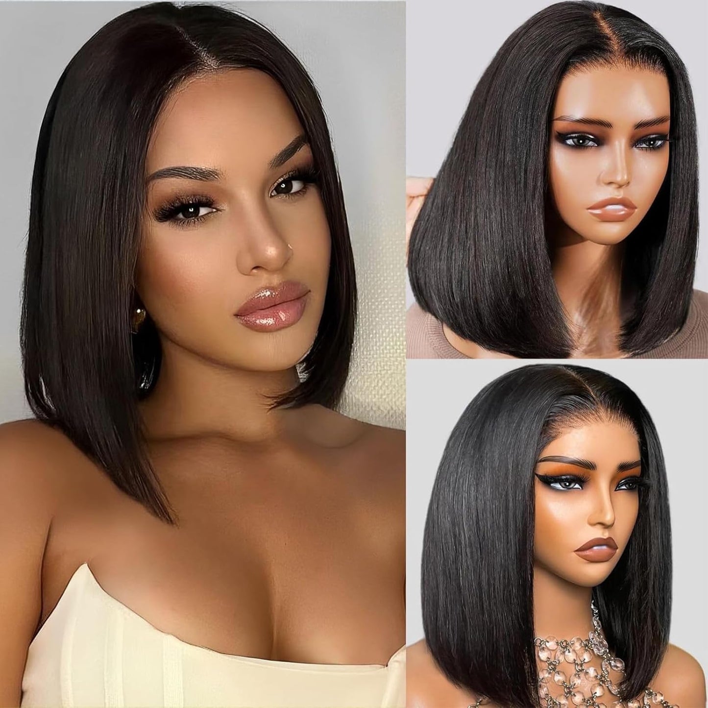 Gureimi 12 Inch Bob Wig Human Hair Bob Lace Front Wigs Human Hair 13x4 Short Straight HD Lace Frontal Bob Wigs for Black Women P