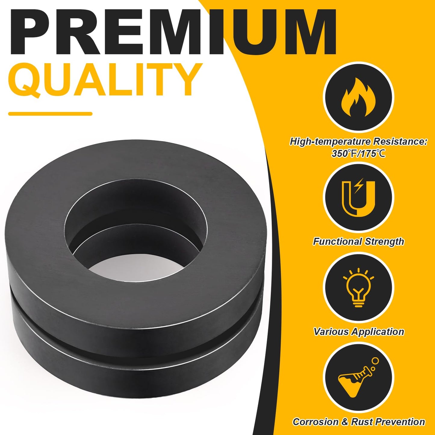 TRYMAG Ferrite Big Ring Magnet, Round Ceramic Magnets with Hole, OD2.36 x ID1.26 x 10mm, Large Magnets Heavy Duty for DIY, Science Projects Industria-Pack of 2