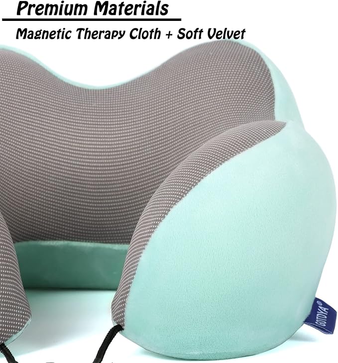 GOTDYA Travel Pillow,Travel Neck Pillows for Sleeping,100% Pure Memory Foam Soft Comfort & Support Pillow for Airplane/Car/Office&Home Rest Use-Blue Green