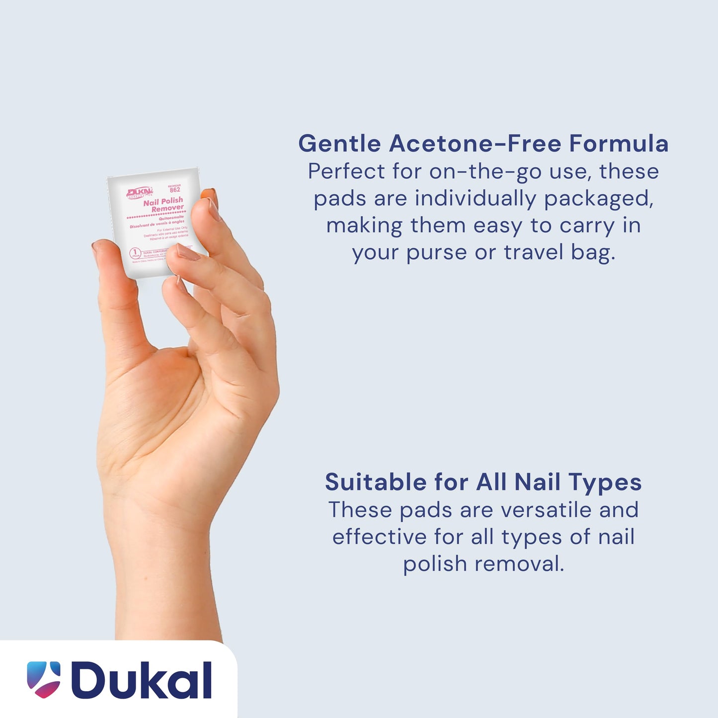 Dukal Nail Polish Remover Pads. Pack of 100 Acetone Free Remover Wipes. 2-ply Saturated Pads. Cleansing Pads. Nail Wipes. Nail G