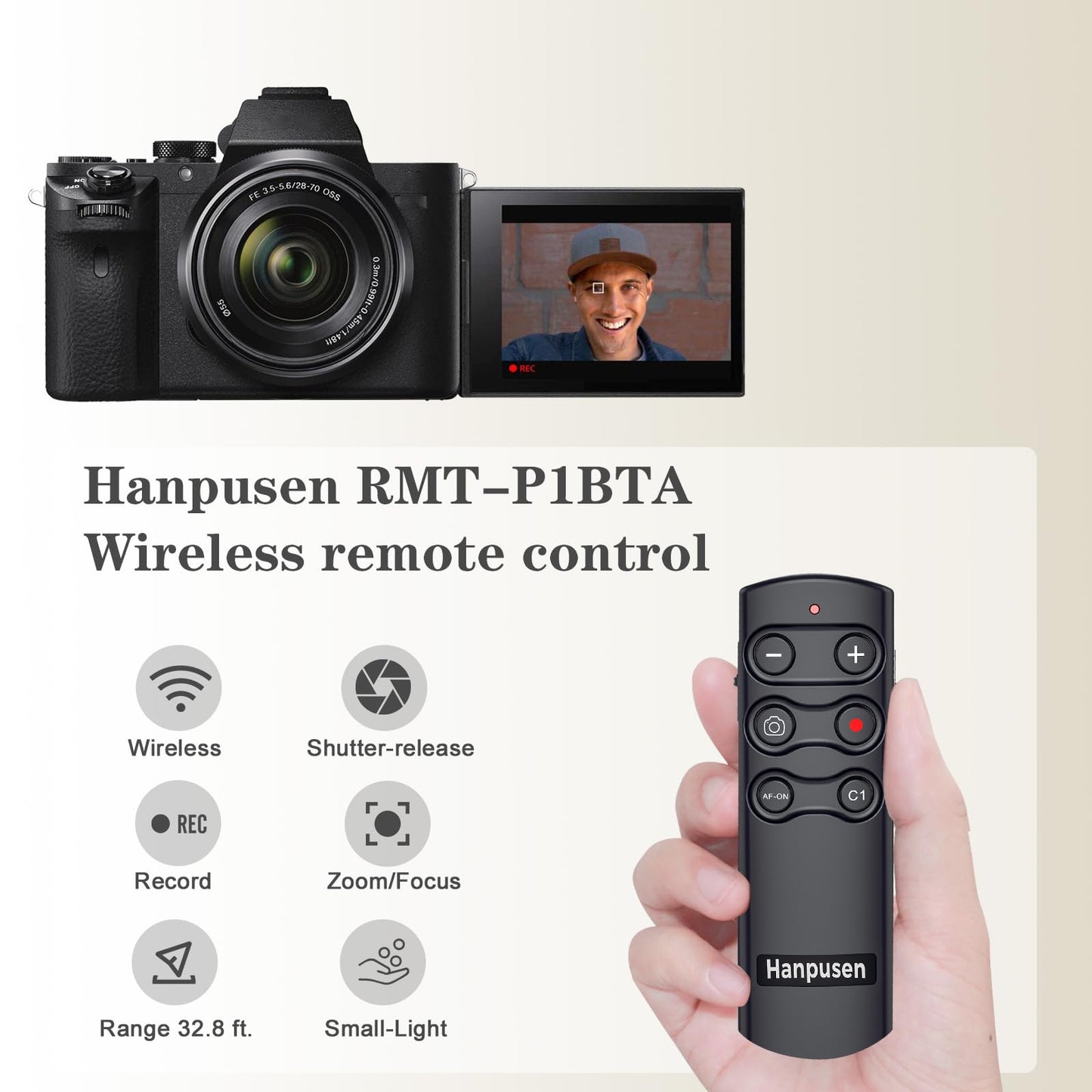 For Sony Wireless Camera Remote Control Shutter Release Compatible With Sony A7C,A7Iii,Zv-1,Zv-E10,Zv-1F,A6100,A6400,A6700,A7Iv,