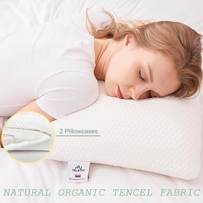 Talatex Premium Talalay Latex Pillow, Supportive and Comfortable, Relieves Pressure Points, Ideal Gift with Removable Tencel Cover
