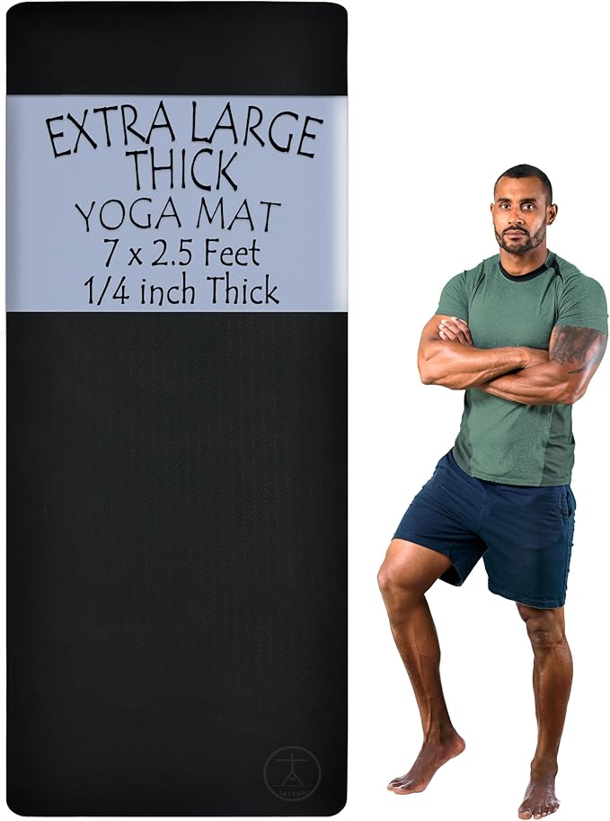 Tatago Extra Thick Yoga Mat Wide & XL-Our 10mm Extra Large Yoga Mat Thick Extra Wide And Long For Total Joint Cushioning. ...