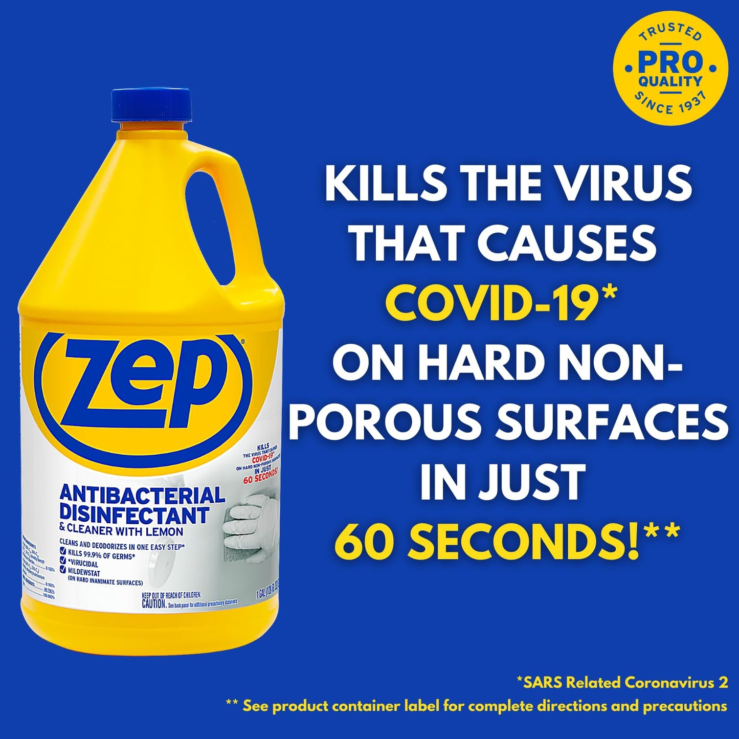 Zep Commercial 1041688 Antibacterial Disinfectant Cleaner with lemon , 1 gal Bottle