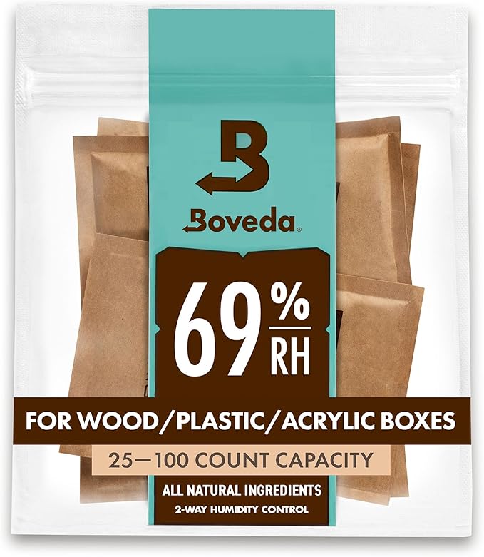 Boveda 69% Two-Way Humidity Control Packs For Plastic and Wood Containers Size 60 – 4 Pack – Moisture Absorbers – Humidifi...