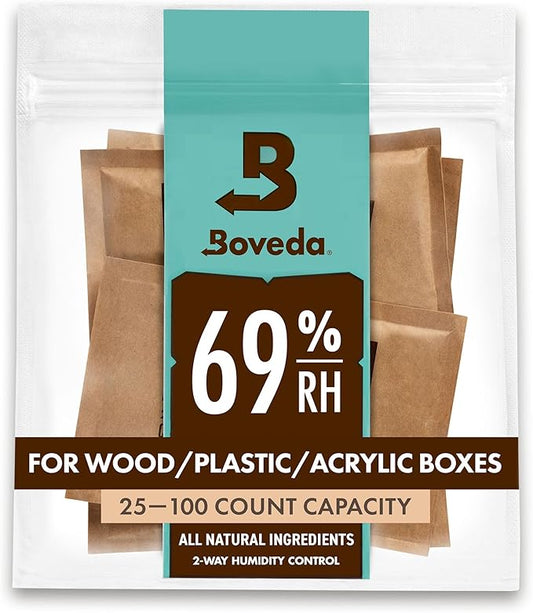 Boveda 69% Two-Way Humidity Control Packs For Plastic and Wood Containers Size 60 – 4 Pack – Moisture Absorbers – Humidifi...