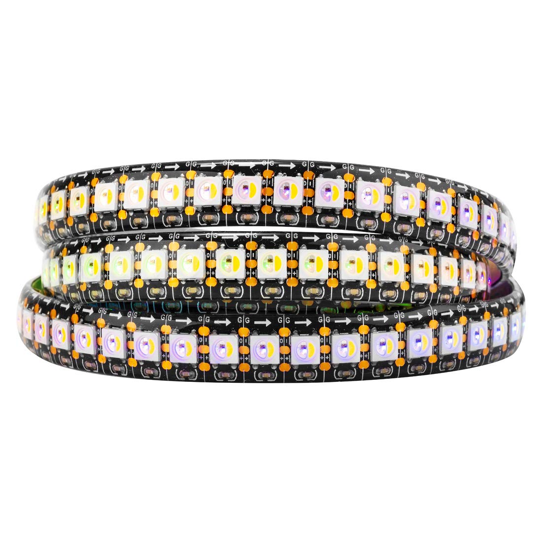 Btf-Lighting Rgbw Rgb+Natural White Sk6812 (Similar Ws2812B) Individually Addressable 3.3Ft 1M 144(2X72) Leds Flexible 4 Colors In 1 Led Dream Color Led Strip Ip65 Waterproof Dc5V Black Pcb