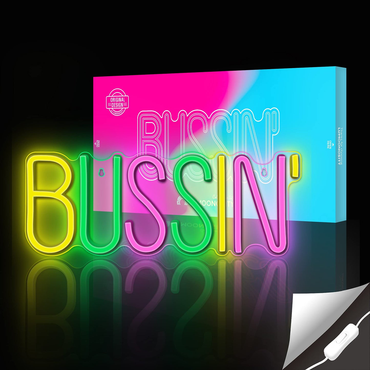 Lumoonosity Bussin Neon Sign - Led Light For Gamers/Streamers, 16.9X6.5 Inch, Acrylic, Bussin Mix, Model Ns-Bussin Mix