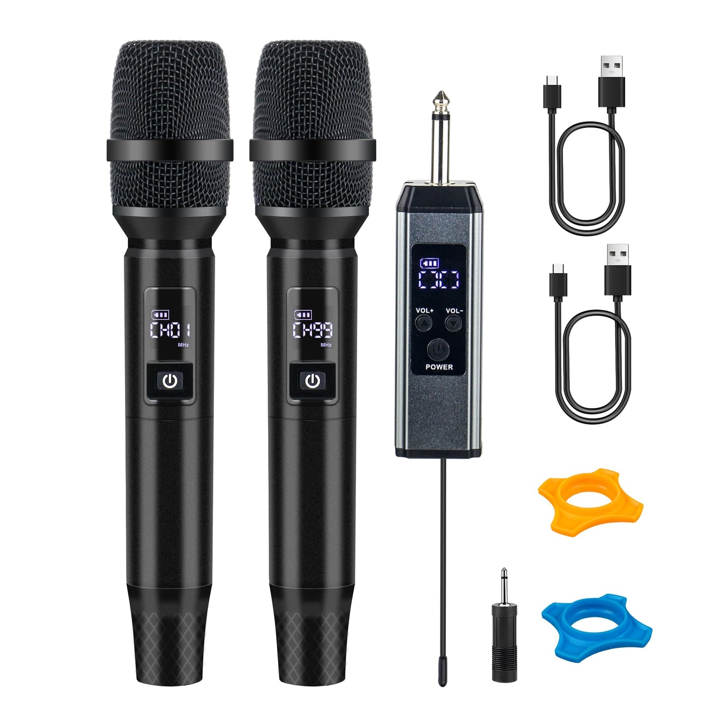 MOREFAND Wireless Microphones, Wireless Bluetooth Karaoke Microphone with Rechargeable Receiver(50hrs - 260 Ft Range), Karaoke M