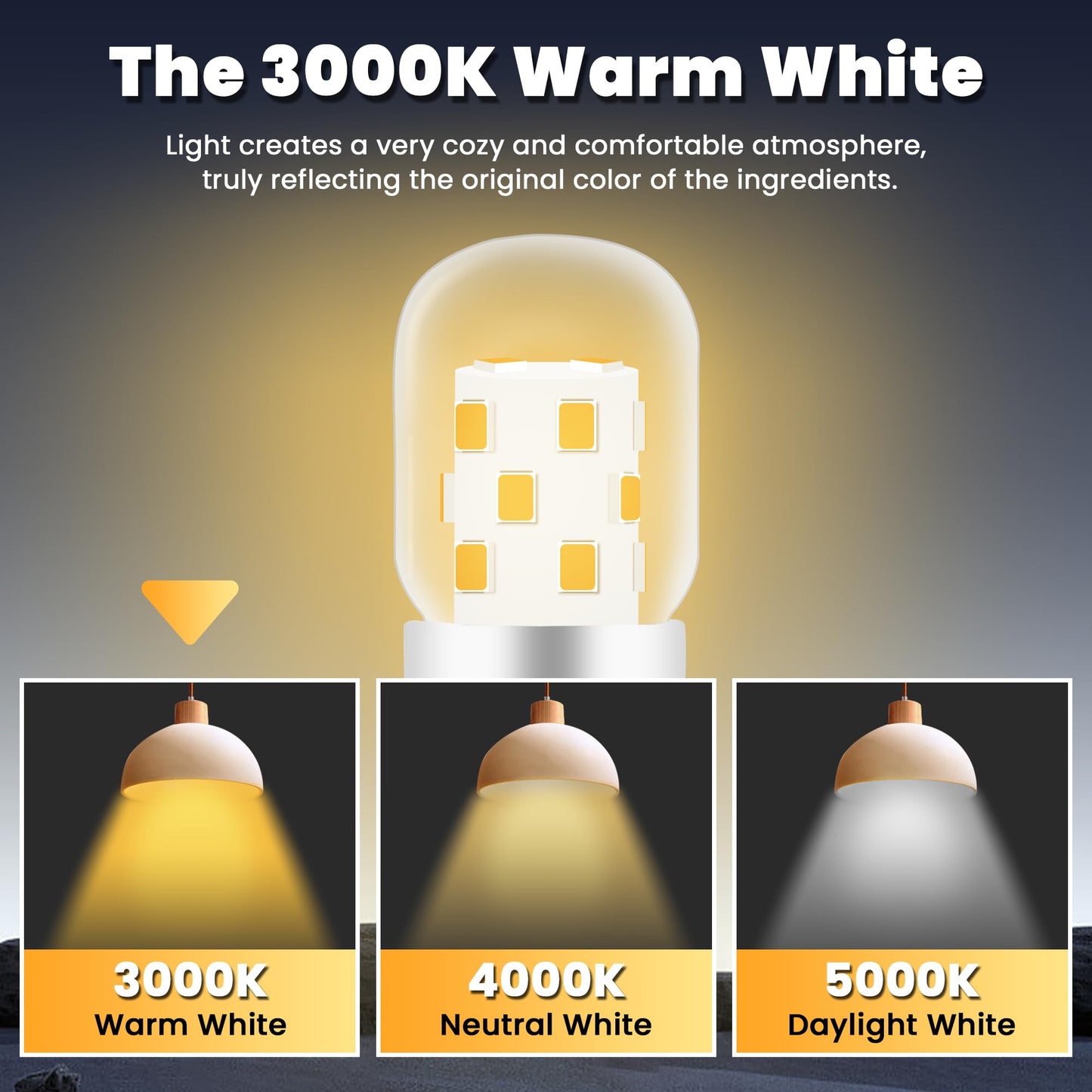 AMI PARTS E17 LED Light Bulb 3W 380LM 3000K Daylight Warm 2 Pack - Yellow