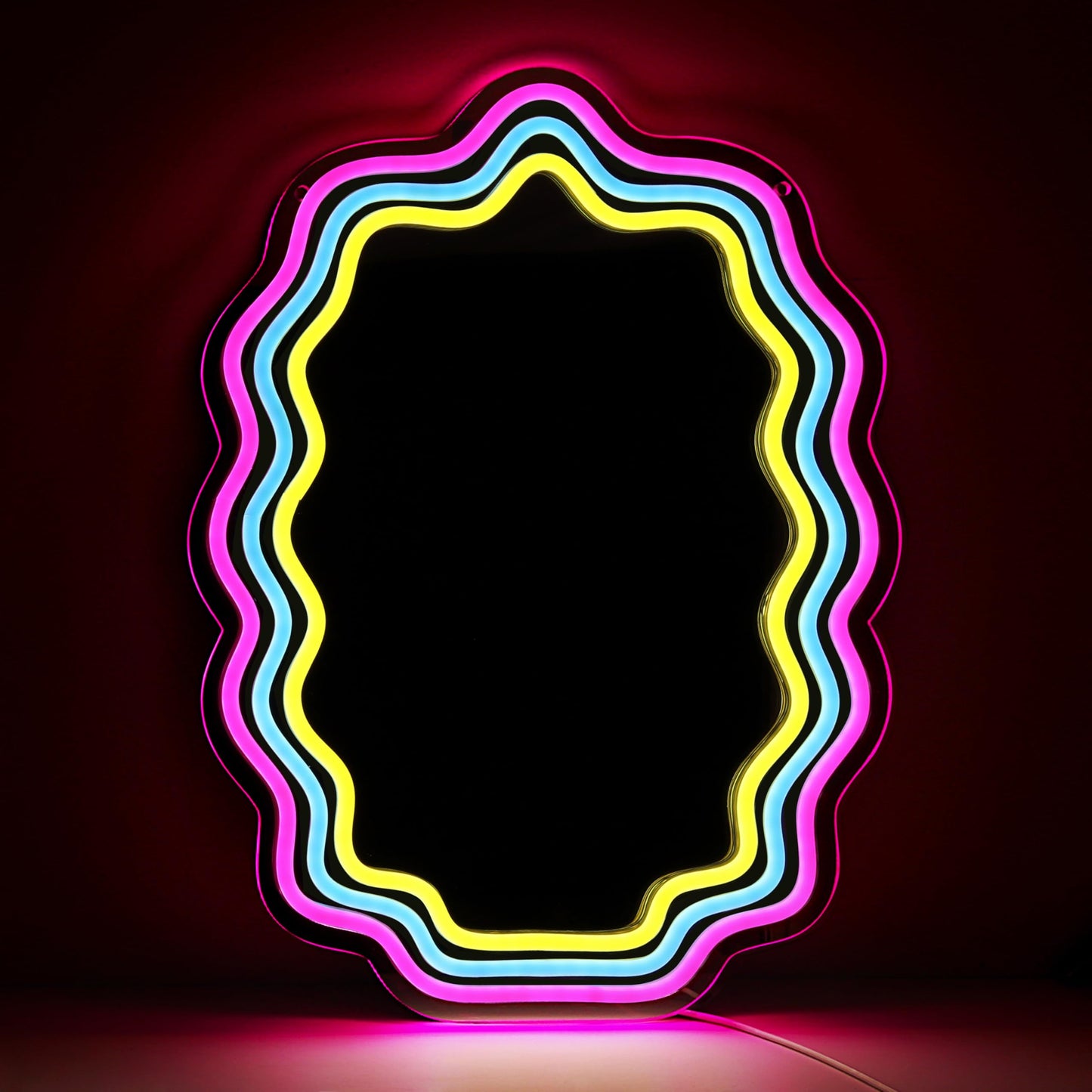 Kavaas LED Wave Mirror, 16.9in x 12.7in, Wavy Neon for Bedroom, Best Gift for Teen Girls
