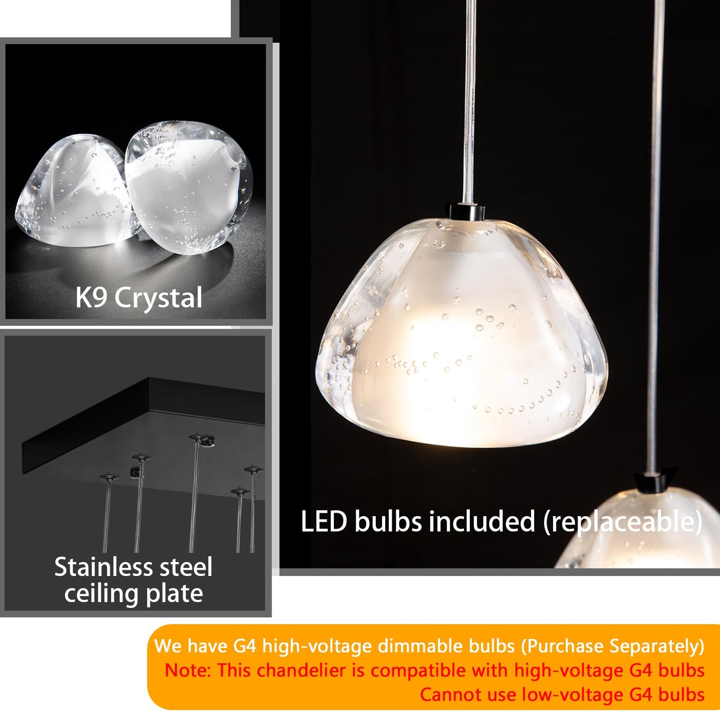 Dolria 24-Lights Modern Rectangular Crystal Chandelier Led Raindrop Ceiling Pendant Light Crystal Lighting Fixture For Living Room Hotel Staircase Hallway Foyer Entryway Bedroom Black
