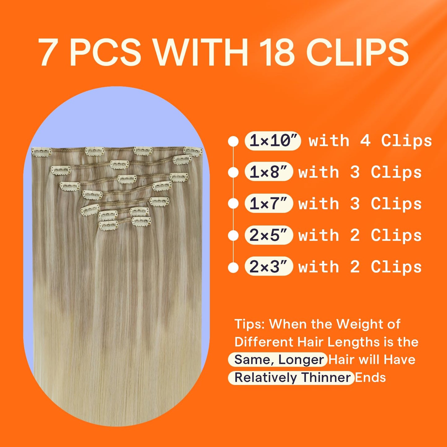 Full Shine Blonde Highlight Clip in Hair Extensions Blonde Hair Extensions Clip in Human Hair Balayage Human Hair Extension for