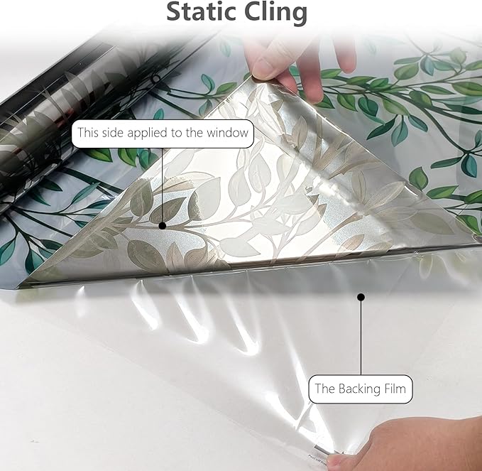 NINETREX One Way Window Privacy Film, Daytime Privacy Static Cling Sun Blocking Anti UV Reflective Window Tint for Home and Office 23.6 x 78.7 inches, Black Silver Leaf