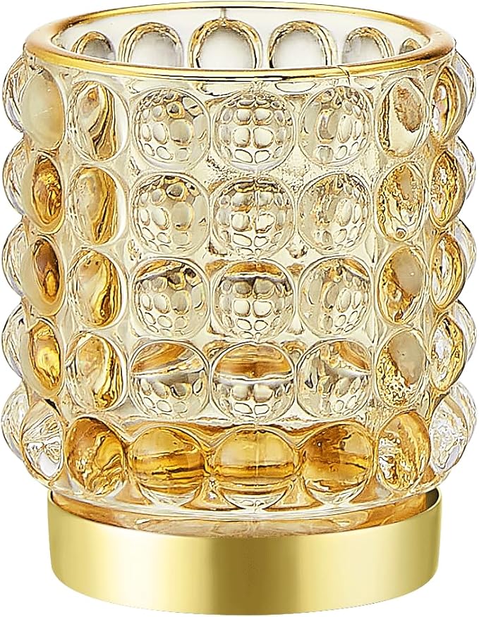 Makeup Brush Holder Organizer,Toothbrush Holders,Desk Pen Pencil Holder,Multifunctional Vintage Glass Brush Cup(A38-6-US/Gold/S)
