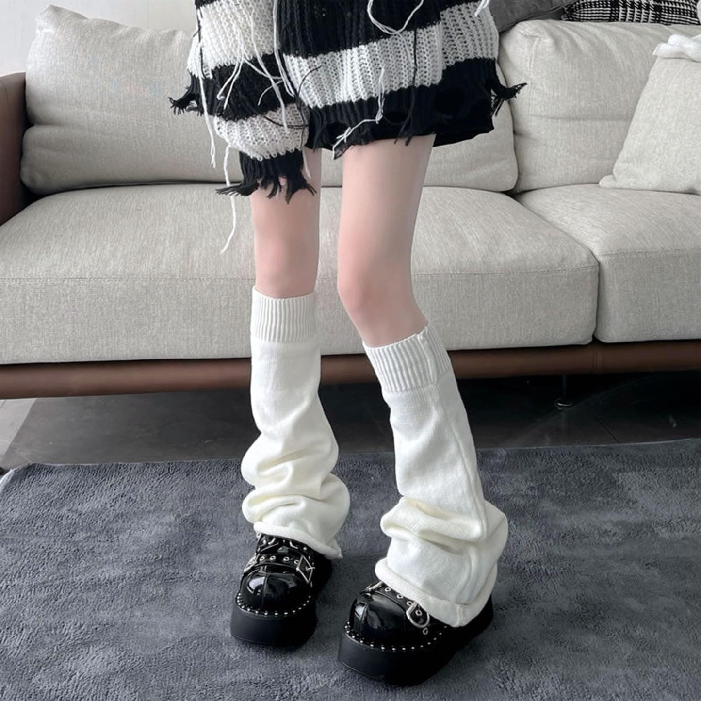 American Trends White Leg Warmers Y2k Kawaii Accessories Gyaru Harajuku Clothes for Women Girls Cute Japanese Lolita Cutecore Style